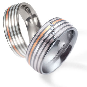 Titanringe 50970 51011 Rotgold/Platin Titanringe 50970 51011 Rotgold/Platin