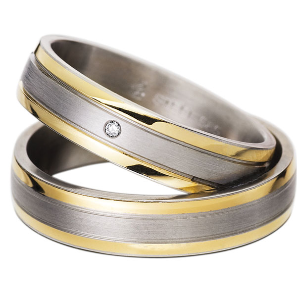 Trauringe Gold in Stahl 60020 Trauringe Gold in Stahl 60020