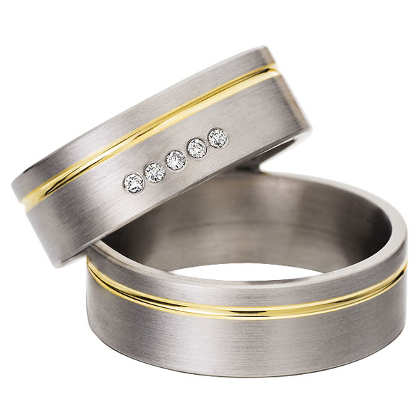 Trauringe Gold in Stahl 60025 Trauringe Gold in Stahl 60025