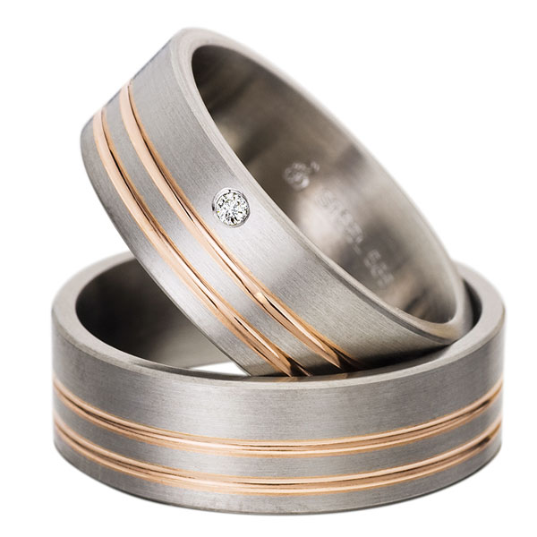 Trauringe Gold in Stahl 60026 Trauringe Gold in Stahl 60026