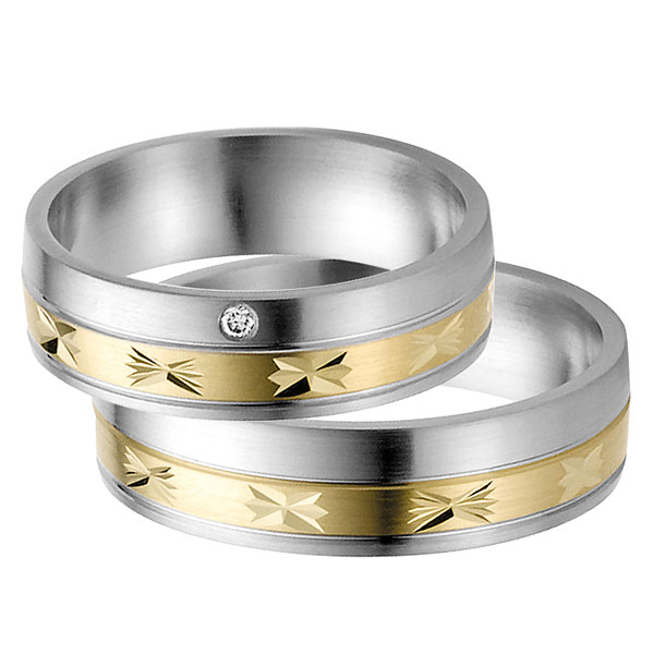 Trauringe Gold in Stahl 60032 Trauringe Gold in Stahl 60032